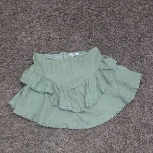 Love Tree Sage Green A-Line Skirt with Ruffles